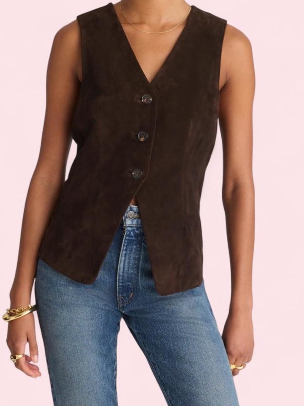 NWOT Madewell Brown Suede Cutaway Vest | Size 6 (oversized)